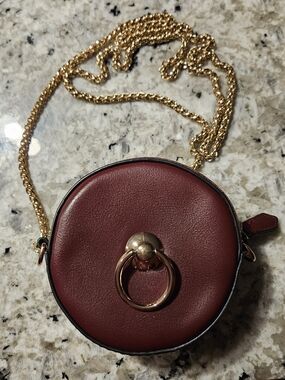 Expressions NYC Gold-Chain Burgundy Round Crossbody Bag